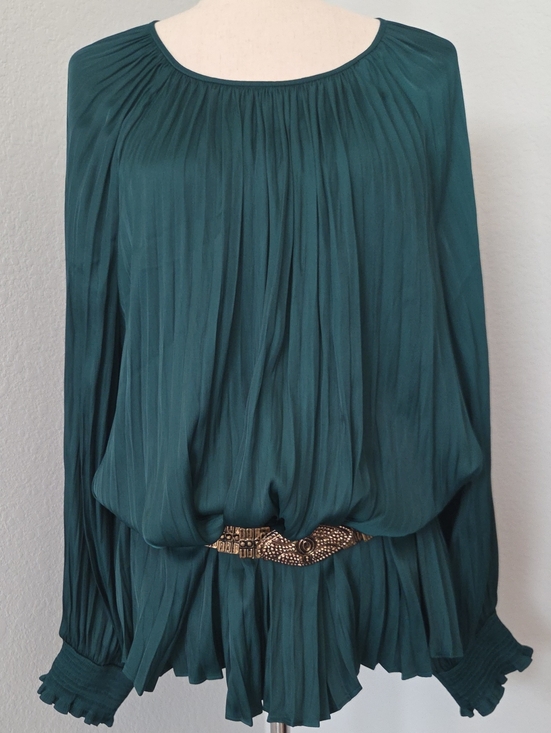 Lane Bryant Tops - New Lane Bryant Teal Pleated Emerald Green Blouse Top 22/24 *belt Not Included